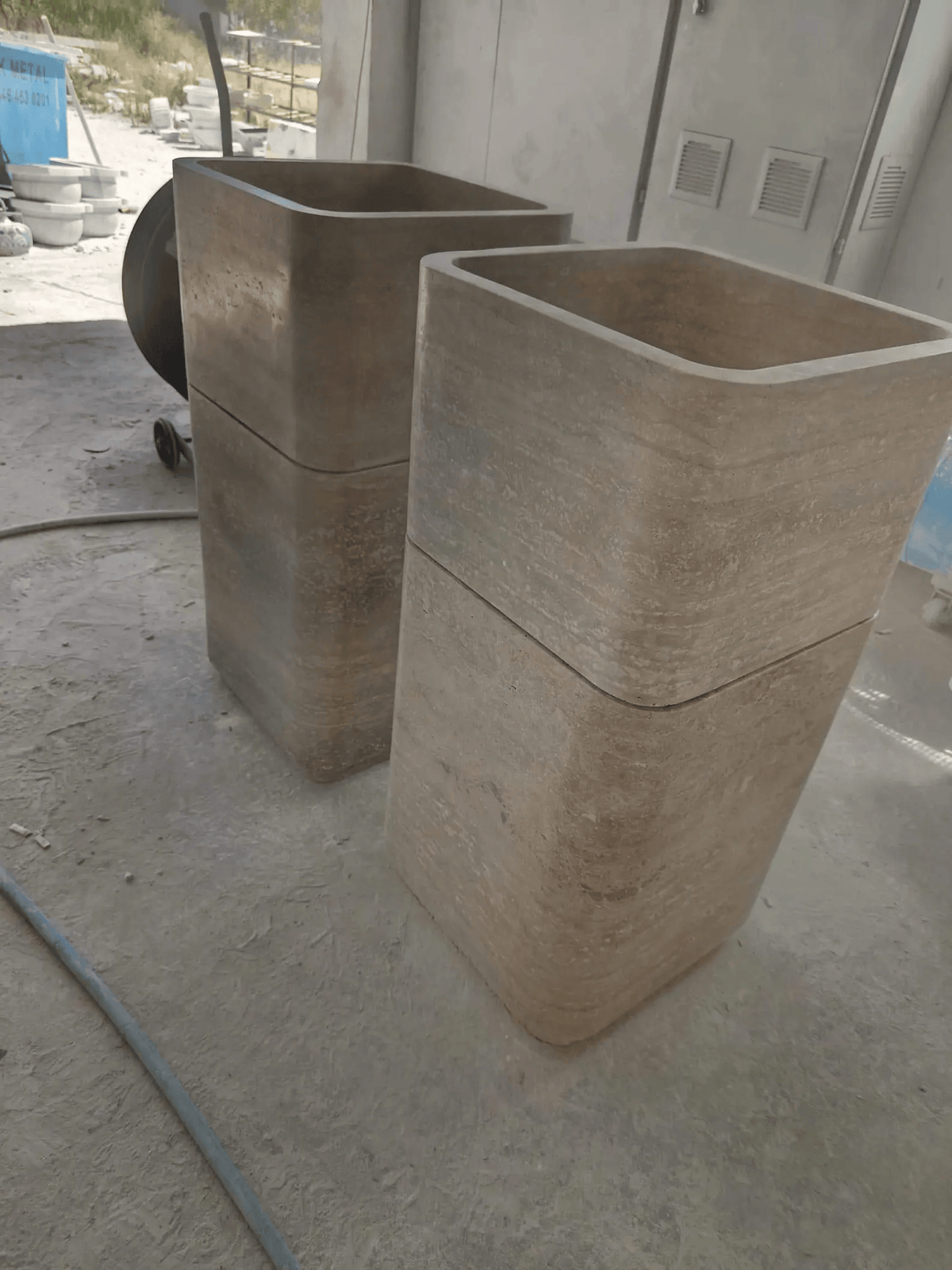 Luxury Travertine Pedestal Sink, Freestanding Natural Stone Basin, 36" Tall