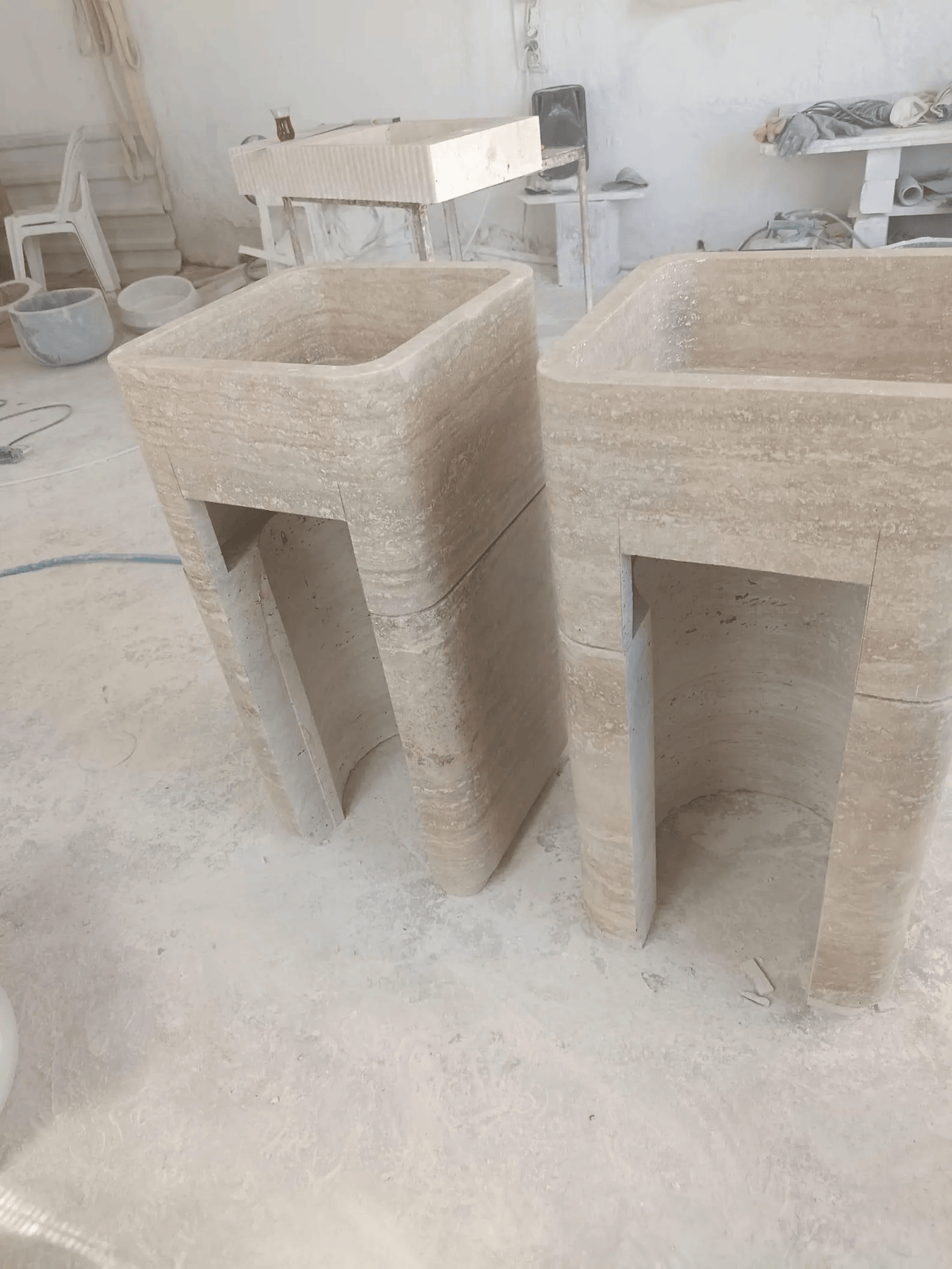 Luxury Travertine Pedestal Sink, Freestanding Natural Stone Basin, 36" Tall